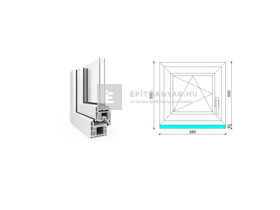 EkoSun 70 CL 2r üv BNY 60x60 cm bal fehér egyszárnyú ablak EkoSun 70 CL 2r üv BNY 60x60 cm bal fehér egyszárnyú ablak