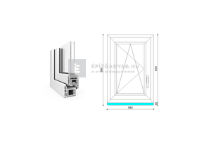EkoSun 70 CL 2r üv BNY 60x90 cm bal fehér egyszárnyú ablak EkoSun 70 CL 2r üv BNY 60x90 cm bal fehér egyszárnyú ablak