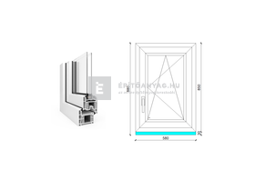 EkoSun 70 CL 2r üv BNY 60x90 cm jobb fehér egyszárnyú ablak EkoSun 70 CL 2r üv BNY 60x90 cm jobb fehér egyszárnyú ablak