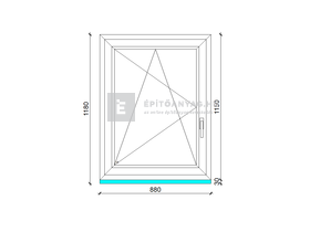 EkoSun 70 C 2r  üv  BNY 90x120 cm bal fehér egyszárnyú ablak