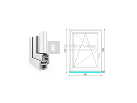 EkoSun 70 CL 2r üv BNY 90x120 cm bal fehér egyszárnyú ablak
