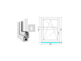 EkoSun 70 CL 2r üv BNY 90x120 cm bal fehér egyszárnyú ablak EkoSun 70 CL 2r üv BNY 90x120 cm bal fehér egyszárnyú ablak