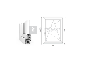 EkoSun 70 CL 2r üv BNY 90x120 cm jobb fehér egyszárnyú ablak EkoSun 70 CL 2r üv BNY 90x120 cm jobb fehér egyszárnyú ablak