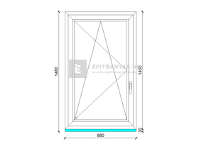 EkoSun 70 C 2r üv BNY 90x150 cm bal fehér egyszárnyú ablak EkoSun 70 C 2r üv BNY 90x150 cm bal fehér egyszárnyú ablak