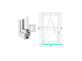 EkoSun 70 CL 2r üv BNY 90x150 cm bal fehér egyszárnyú ablak EkoSun 70 CL 2r üv BNY 90x150 cm bal fehér egyszárnyú ablak