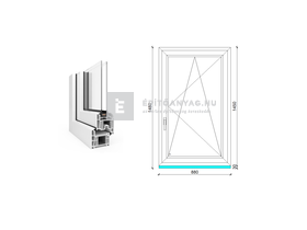 EkoSun 70 CL 2r üv BNY 90x150 cm jobb fehér egyszárnyú ablak EkoSun 70 CL 2r üv BNY 90x150 cm jobb fehér egyszárnyú ablak