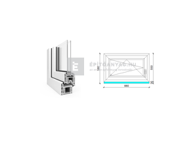 EkoSun 70 CL 2r üv BNY 90x60 cm bal fehér egyszárnyú ablak EkoSun 70 CL 2r üv BNY 90x60 cm bal fehér egyszárnyú ablak