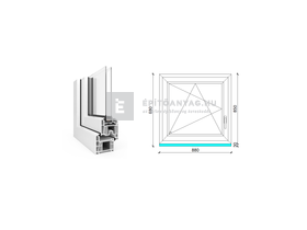 EkoSun 70 CL 2r üv BNY 90x90 cm bal fehér egyszárnyú ablak EkoSun 70 CL 2r üv BNY 90x90 cm bal fehér egyszárnyú ablak