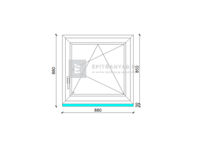 EkoSun 70 C 2r  üv  BNY 90x90 cm jobb fehér egyszárnyú ablak
