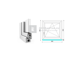EkoSun 70 CL 2r üv BNY 90x90 cm jobb fehér egyszárnyú ablak EkoSun 70 CL 2r üv BNY 90x90 cm jobb fehér egyszárnyú ablak