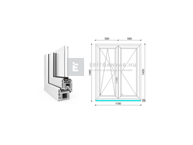 EkoSun 70 CL 2r üv NY-BNY 120x150 cm bal fehér kétszárnyú váltószárnyas ablak EkoSun 70 CL 2r üv NY-BNY 120x150 cm bal fehér kétszárnyú váltószárnyas ablak