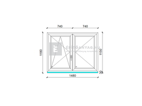 EkoSun 70 C 2r  üv  NY-BNY 150x120 cm bal fehér kétszárnyú váltószárnyas ablak