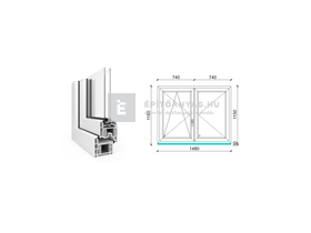 EkoSun 70 CL 2r üv NY-BNY 150x120 cm bal fehér kétszárnyú váltószárnyas ablak EkoSun 70 CL 2r üv NY-BNY 150x120 cm bal fehér kétszárnyú váltószárnyas ablak
