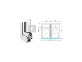 EkoSun 70 CL 2r üv NY-BNY 150x120 cm jobb fehér kétszárnyú váltószárnyas ablak EkoSun 70 CL 2r üv NY-BNY 150x120 cm jobb fehér kétszárnyú váltószárnyas ablak
