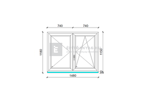 EkoSun 70 C 2r  üv  NY-BNY 150x120 cm jobb fehér kétszárnyú váltószárnyas ablak