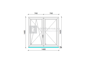 EkoSun 70 C 2r üv NY-BNY 150x150 cm bal fehér kétszárnyú váltószárnyas ablak EkoSun 70 C 2r üv NY-BNY 150x150 cm bal fehér kétszárnyú váltószárnyas ablak