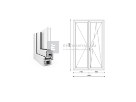 EkoSun 70 CL 2r üv NY-BNY 150x240 cm jobb fehér kétszárnyú váltószárnyas erkélyajtó EkoSun 70 CL 2r üv NY-BNY 150x240 cm jobb fehér kétszárnyú váltószárnyas erkélyajtó