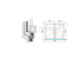 EkoSun 70 CL 2r üv NY-BNY 180x150 cm jobb fehér kétszárnyú váltószárnyas ablak EkoSun 70 CL 2r üv NY-BNY 180x150 cm jobb fehér kétszárnyú váltószárnyas ablak