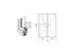 EkoSun 70 CL 2r üv NY-BNY 180x240 cm bal fehér kétszárnyú váltószárnyas erkélyajtó EkoSun 70 CL 2r üv NY-BNY 180x240 cm bal fehér kétszárnyú váltószárnyas erkélyajtó