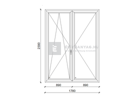 EkoSun 70 C 2r üv NY-BNY 180x240 cm bal fehér kétszárnyú váltószárnyas erkélyajtó EkoSun 70 C 2r üv NY-BNY 180x240 cm bal fehér kétszárnyú váltószárnyas erkélyajtó