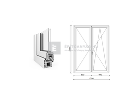EkoSun 70 CL 2r üv NY-BNY 180x240 cm jobb fehér kétszárnyú váltószárnyas erkélyajtó EkoSun 70 CL 2r üv NY-BNY 180x240 cm jobb fehér kétszárnyú váltószárnyas erkélyajtó
