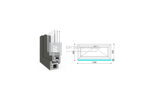 EkoSun 70 CL 3r üv Bukó 120x60 cm kívül antracit, belül fehér egyszárnyú ablak EkoSun 70 CL 3r üv Bukó 120x60 cm kívül antracit, belül fehér egyszárnyú ablak