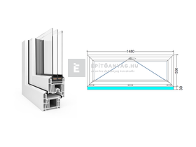EkoSun 70 CL 3r üv Bukó 150x60 cm fehér egyszárnyú ablak EkoSun 70 CL 3r üv Bukó 150x60 cm fehér egyszárnyú ablak