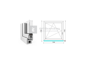 EkoSun 70 CL 3r üv BNY 120x120 cm bal fehér egyszárnyú ablak EkoSun 70 CL 3r üv BNY 120x120 cm bal fehér egyszárnyú ablak