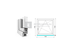 EkoSun 70 CL 3r üv BNY 120x120 cm jobb fehér egyszárnyú ablak EkoSun 70 CL 3r üv BNY 120x120 cm jobb fehér egyszárnyú ablak