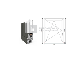 EkoSun 70 CL 3r üv BNY 120x150 cm bal kívül antracit, belül fehér egyszárnyú ablak EkoSun 70 CL 3r üv BNY 120x150 cm bal kívül antracit, belül fehér egyszárnyú ablak