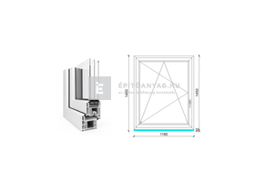 EkoSun 70 CL 3r üv BNY 120x150 cm bal fehér egyszárnyú ablak EkoSun 70 CL 3r üv BNY 120x150 cm bal fehér egyszárnyú ablak