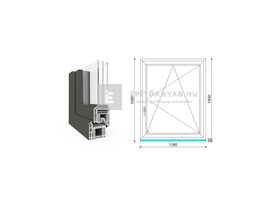 EkoSun 70 CL 3r üv BNY 120x150 cm jobb kívül antracit, belül fehér egyszárnyú ablak EkoSun 70 CL 3r üv BNY 120x150 cm jobb kívül antracit, belül fehér egyszárnyú ablak