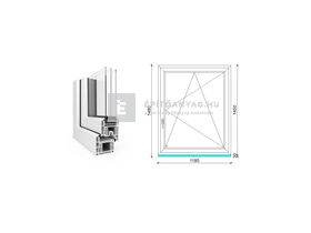 EkoSun 70 CL 3r üv BNY 120x150 cm jobb fehér egyszárnyú ablak EkoSun 70 CL 3r üv BNY 120x150 cm jobb fehér egyszárnyú ablak