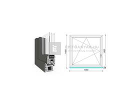 EkoSun 70 CL 3r üv BNY 150x150 cm bal kívül antracit, belül fehér egyszárnyú ablak EkoSun 70 CL 3r üv BNY 150x150 cm bal kívül antracit, belül fehér egyszárnyú ablak