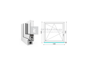 EkoSun 70 CL 3r üv BNY 150x150 cm bal fehér egyszárnyú ablak EkoSun 70 CL 3r üv BNY 150x150 cm bal fehér egyszárnyú ablak