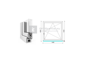 EkoSun 70 CL 3r üv BNY 150x150 cm jobb fehér egyszárnyú ablak EkoSun 70 CL 3r üv BNY 150x150 cm jobb fehér egyszárnyú ablak