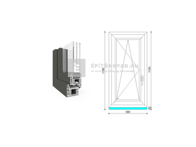 EkoSun 70 CL 3r üv BNY 60x120 cm bal kívül antracit, belül fehér egyszárnyú ablak EkoSun 70 CL 3r üv BNY 60x120 cm bal kívül antracit, belül fehér egyszárnyú ablak
