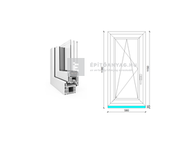EkoSun 70 CL 3r üv BNY 60x120 cm bal fehér egyszárnyú ablak EkoSun 70 CL 3r üv BNY 60x120 cm bal fehér egyszárnyú ablak
