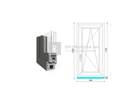 EkoSun 70 CL 3r üv BNY 60x120 cm jobb kívül antracit, belül fehér egyszárnyú ablak EkoSun 70 CL 3r üv BNY 60x120 cm jobb kívül antracit, belül fehér egyszárnyú ablak