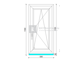 EkoSun 70 CL 3r üv BNY 60x120 cm jobb kívül antracit, belül fehér egyszárnyú ablak