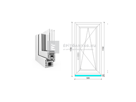 EkoSun 70 CL 3r üv BNY 60x120 cm jobb fehér egyszárnyú ablak EkoSun 70 CL 3r üv BNY 60x120 cm jobb fehér egyszárnyú ablak