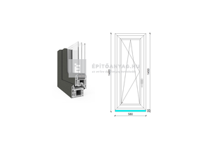 EkoSun 70 CL 3r üv BNY 60x150 cm bal kívül antracit, belül fehér egyszárnyú ablak EkoSun 70 CL 3r üv BNY 60x150 cm bal kívül antracit, belül fehér egyszárnyú ablak