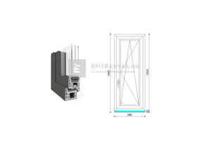 EkoSun 70 CL 3r üv BNY 60x150 cm jobb kívül antracit, belül fehér egyszárnyú ablak EkoSun 70 CL 3r üv BNY 60x150 cm jobb kívül antracit, belül fehér egyszárnyú ablak