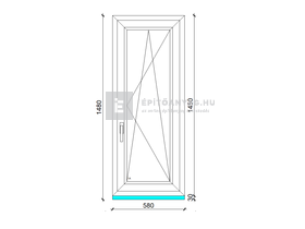 EkoSun 70 C 3r  üv  BNY 60x150 cm jobb fehér egyszárnyú ablak