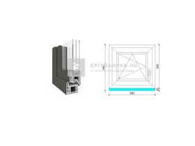 EkoSun 70 CL 3r üv BNY 60x60 cm bal kívül antracit, belül fehér egyszárnyú ablak EkoSun 70 CL 3r üv BNY 60x60 cm bal kívül antracit, belül fehér egyszárnyú ablak