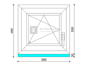 EkoSun 70 C 3r  üv  BNY 60x60 cm bal fehér egyszárnyú ablak