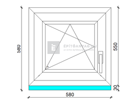 EkoSun 70 C 3r üv BNY 60x60 cm bal fehér egyszárnyú ablak EkoSun 70 C 3r üv BNY 60x60 cm bal fehér egyszárnyú ablak