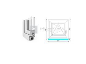 EkoSun 70 CL 3r üv BNY 60x60 cm bal fehér egyszárnyú ablak EkoSun 70 CL 3r üv BNY 60x60 cm bal fehér egyszárnyú ablak