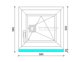 EkoSun 70 C 3r  üv  BNY 60x60 cm jobb fehér egyszárnyú ablak