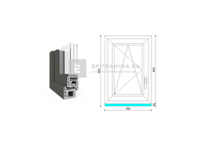 EkoSun 70 CL 3r üv BNY 60x90 cm bal kívül antracit, belül fehér egyszárnyú ablak EkoSun 70 CL 3r üv BNY 60x90 cm bal kívül antracit, belül fehér egyszárnyú ablak